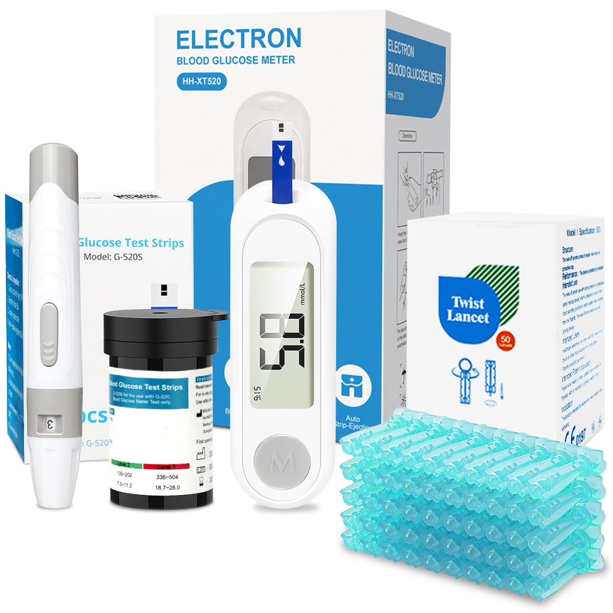 Glucose Monitor, Blood Sugar Monitor Test Kit, 50 Diabetic Test Strips ...