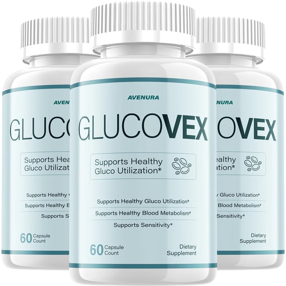 Glucovex Capsules Natural Blend Glycogen Formula for Health Support, 3 Pack, 180 Capsules