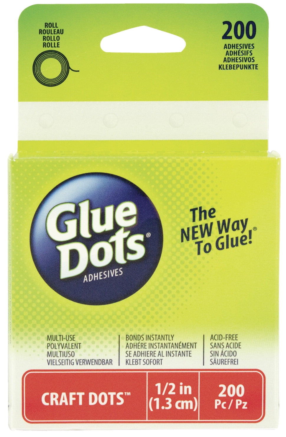 Glue Dots 200 NonToxic Craft Glue Dot Roll, 1/2 in, Clear, Pack of 200
