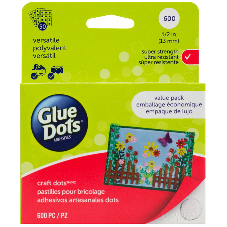  Glue Dots, Craft Dots, Double-Sided, 1/2, .5 Inch, 600 Dots,  DIY Craft Glue Tape, Sticky Adhesive Glue Points, Liquid Hot Glue  Alternative, Clear, 3 Pack : Tools & Home Improvement