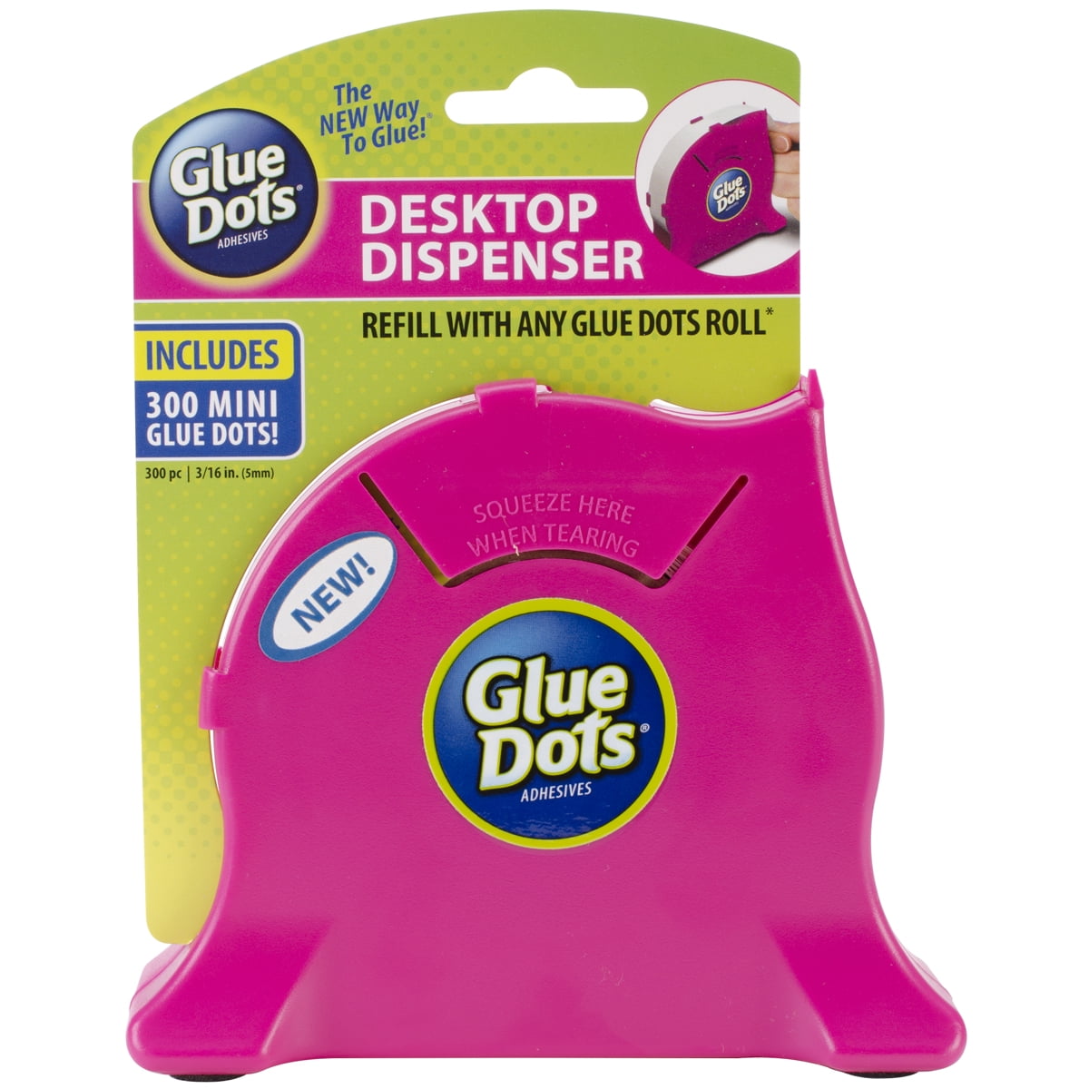 Glue Dots Desktop Dispenser With 300 Mini Glue Dots .1875In