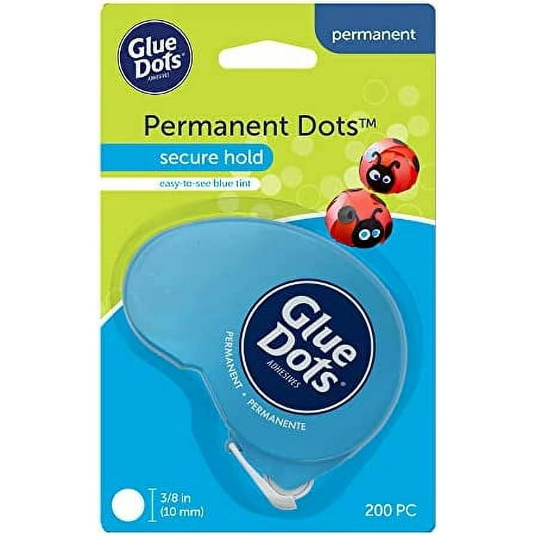 Glue Dots Dot N' Go Dispenser with 200 (.375'') Permanent Dots, Blue Tint  (11345)