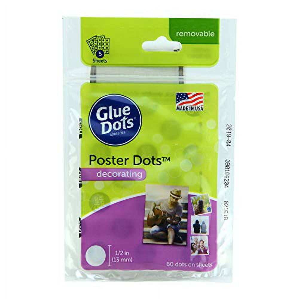 Glue Dots DoubleSided Removable Poster Dots, 1/2'', Clear, Pack of 360
