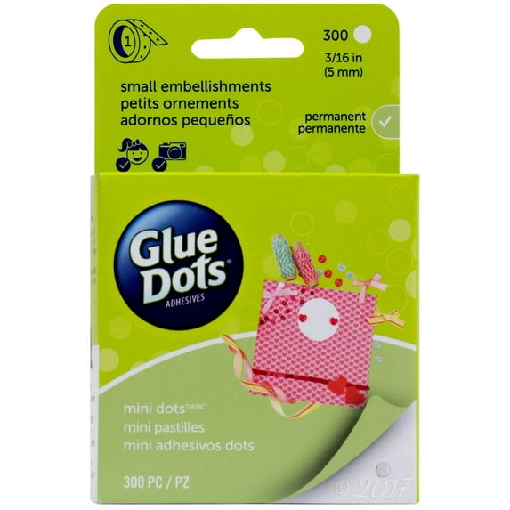 Glue Dots Mini .1875" Non-toxic Adhesive Dots, 300 Count