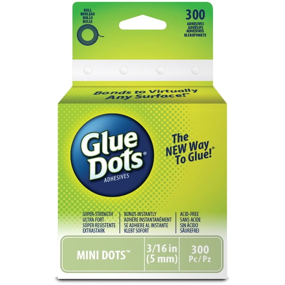 Glue Dots Mini .1875" Non-toxic Adhesive Dots, 300 Count