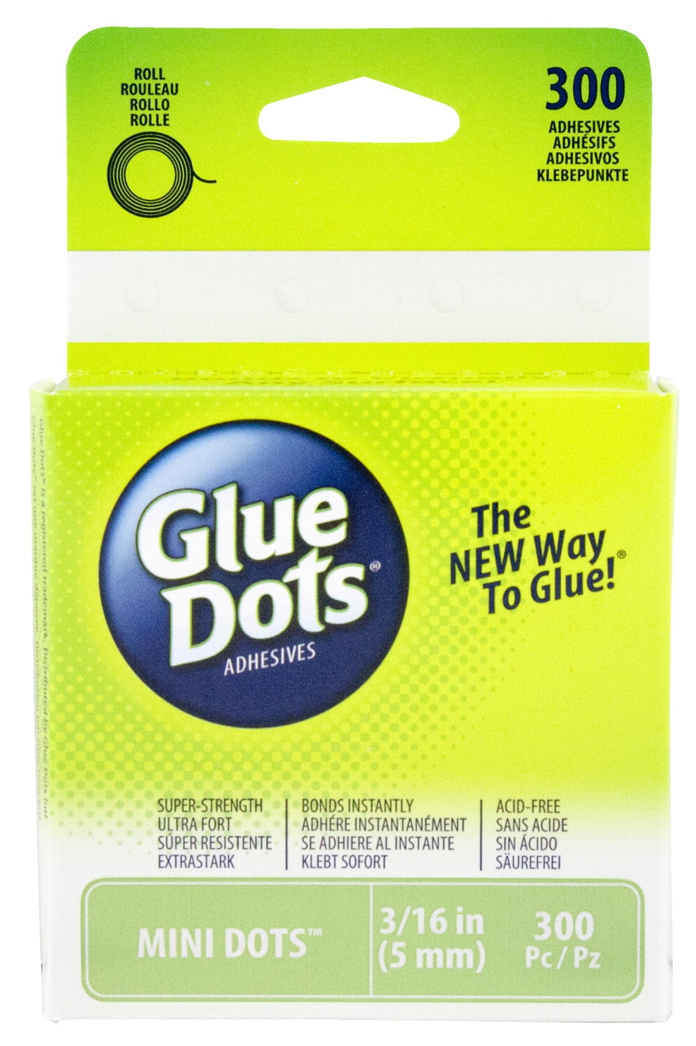 Glue Dots Mini Adhesives, 3/16 in, Pack of 300