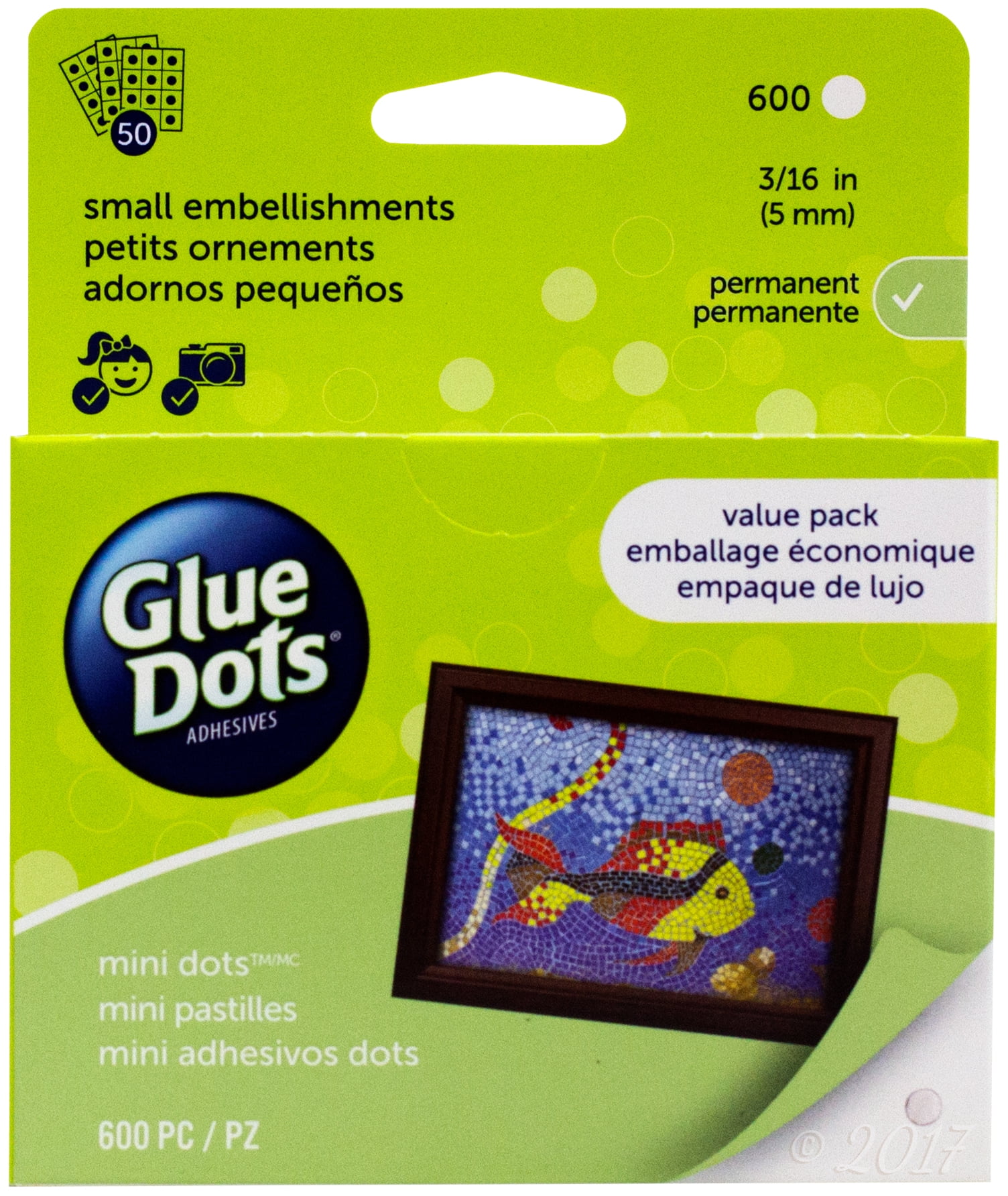 Glue Dots 0.5 Removable Clear Dot Roll, 200 Count 