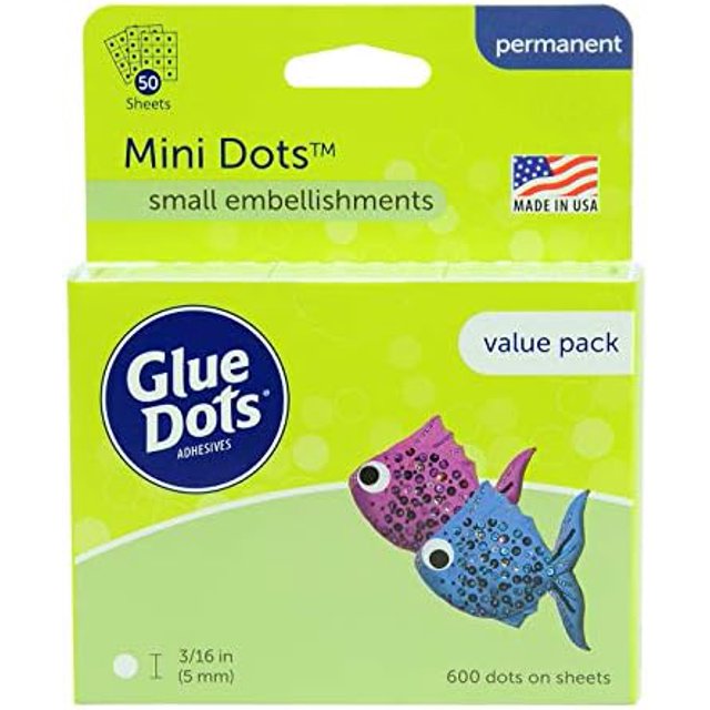 Glue Dots, Mini Dots Value Pack, DoubleSided, 3/16", 600 Dots, DIY