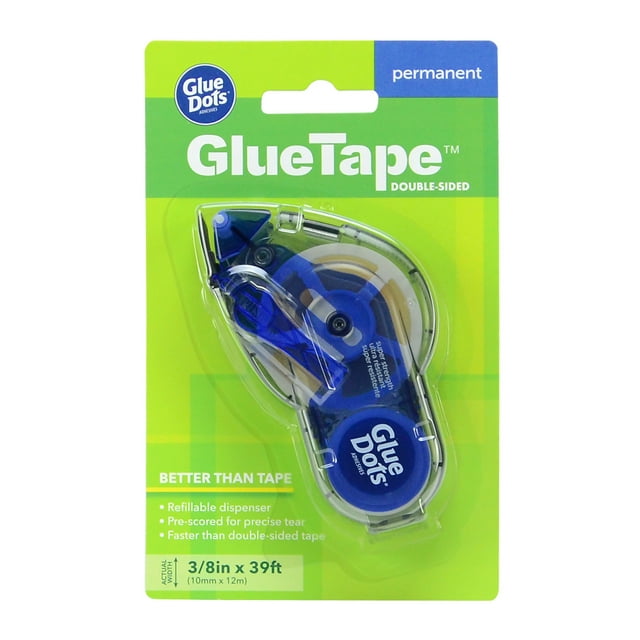 Glue Dots Permanent Clear Glue Tape Dispenser with 39' Tape