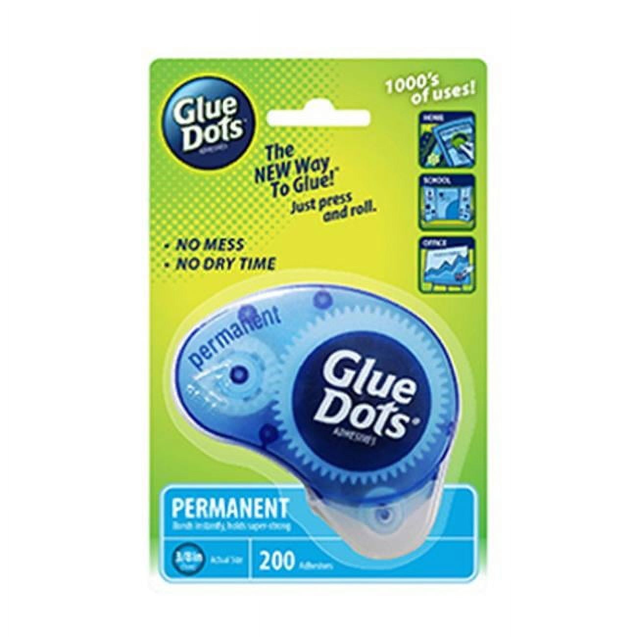 Glue Dots, Permanent Dots Dot N' Go Dispenser, DoubleSided, 3/8", .38