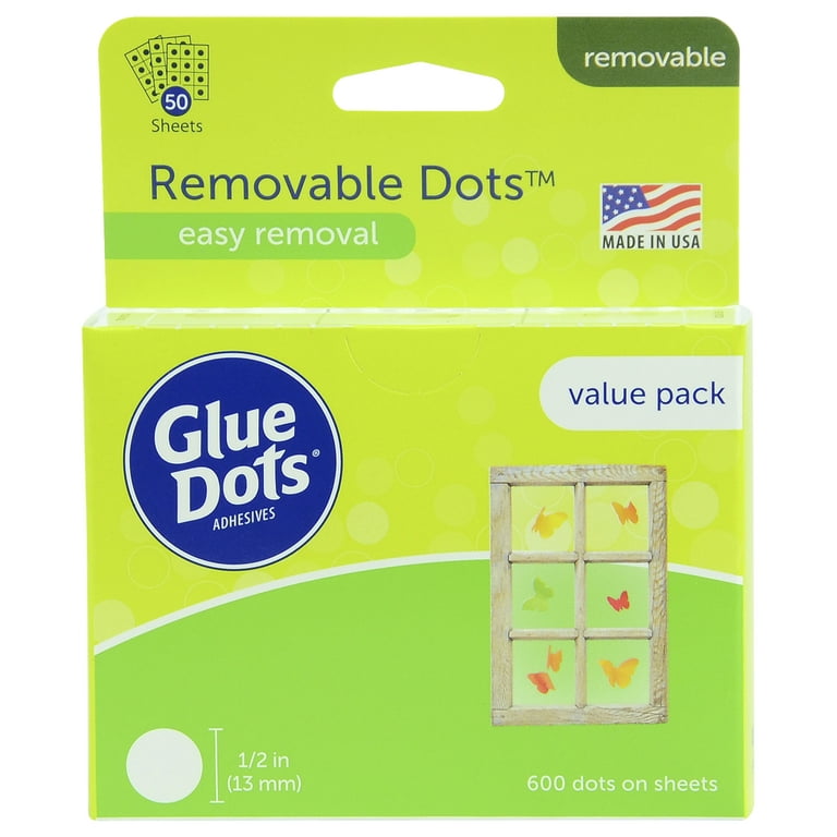 Glue Dots Removable Dots Value Pack Sheets, 1/2 Inch, Clear, Pack of 600 