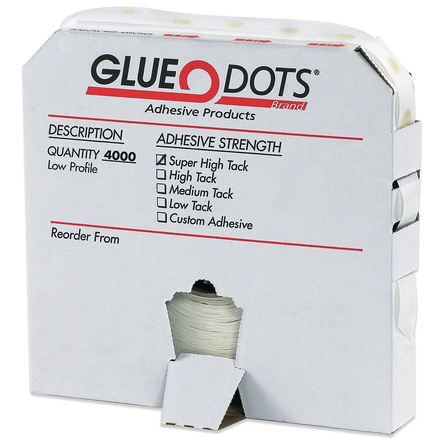 Glue Dots Super High Tack Low Profile 1/4" Clear 4000/Roll GD112