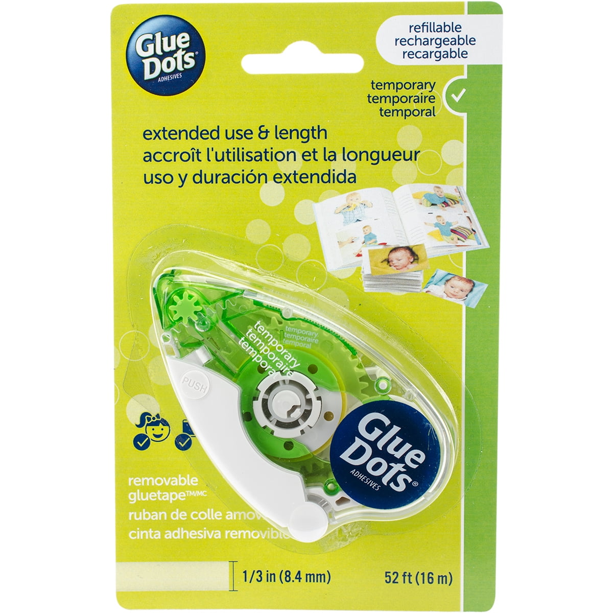 Glue Dots Tape Runner Removable .333" x 52'