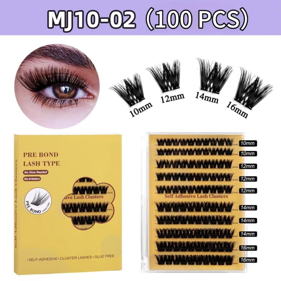 Glue-Free False Eyelashes 3-Piece Set, Popular Individual Clusters, Segmented, Thick & Curled Eyelash Extensions