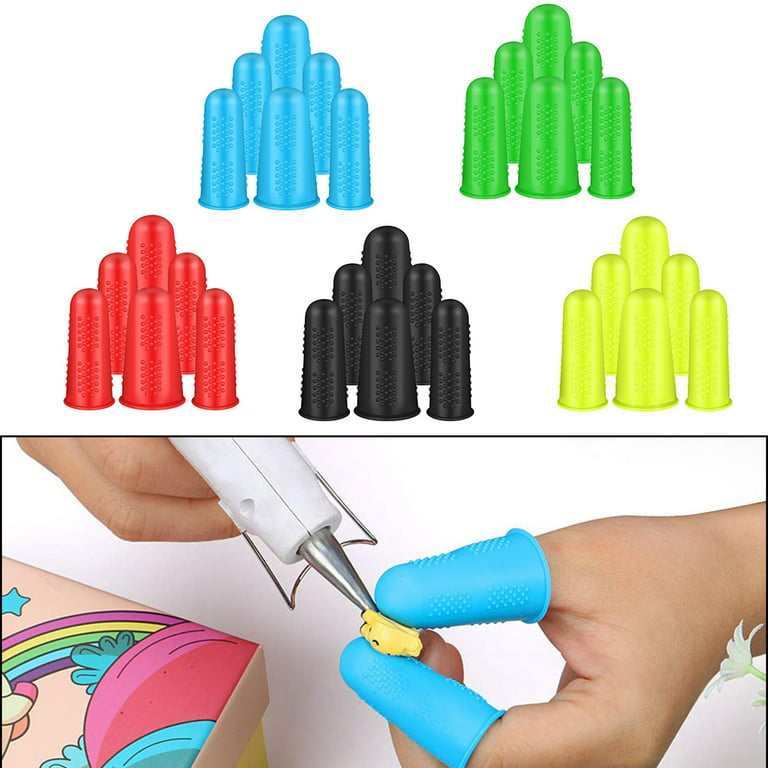 Glue Gun Finger Protectors, 30 Pcs Silicone Finger Guard, Thimble Hot Glue  Finger Cap Covers for Sewing, DIY Crafting Scrapbooking in 3 Sizes (Blue  Yellow Green Red Black) 