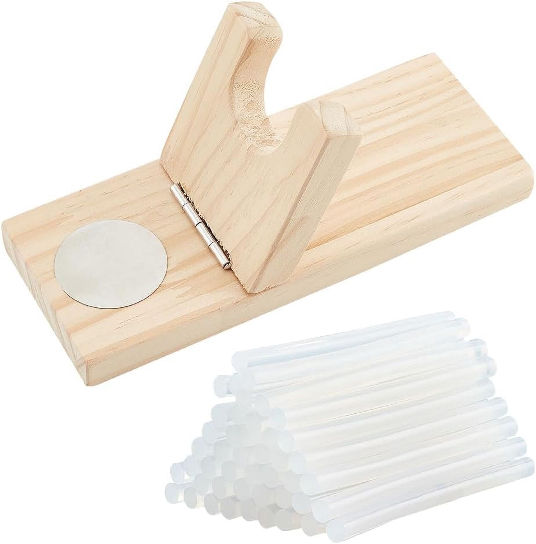 Glue Tool Sets Including Hot Melt Resin Glue Sticks and Wooden Hot Glue Holder Mixed Color Glue Stick: 9.8x0.8cm 50pcs Holder: 21.3x8x3.3cm 1pc