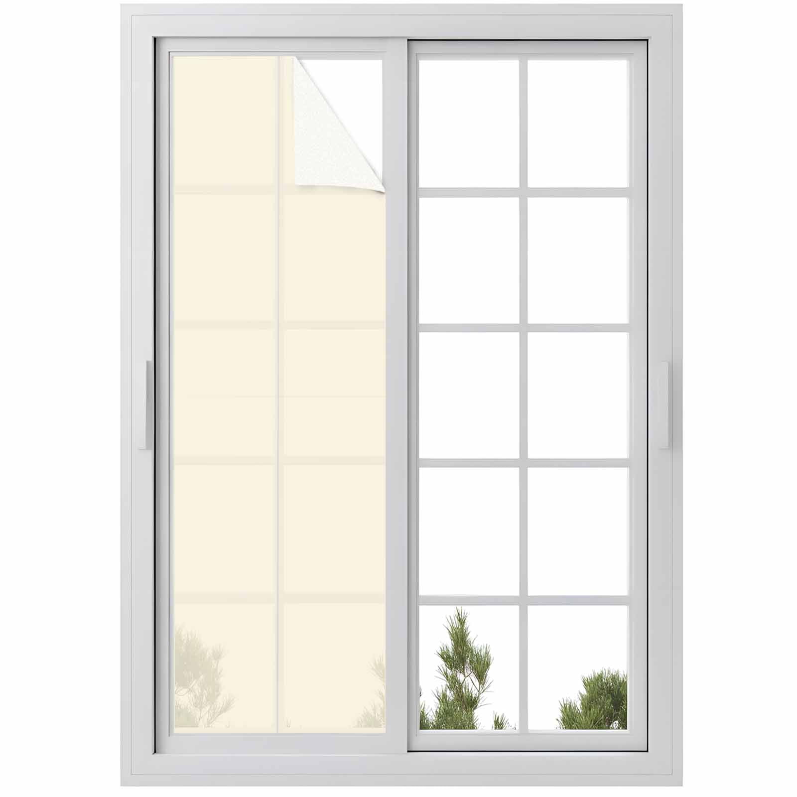 No Glue Heat Blocking Window Flims, Cream Window Privacy Film Frosted, Farmhouse Solid Beige Color Modern Art Peep-proof Door Windows Tint for Bathroom, Dormitory, 17.7 x 78.7 Inches