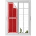 thumbnail image 1 of No Glue Heat Blocking Window Flims, Red Geometric Window Privacy Film Frosted, White Greek Key Design Burlap Modern Art Peep-proof Door Windows Tint for Bathroom, Dormitory, 17.7 x 78.7 Inches, 1 of 9