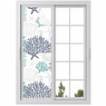 thumbnail image 1 of No Glue Heat Blocking Window Flims, Teal Navy Blue Coastal Window Privacy Film Frosted, Summer Beach Coral Shell Ocean Peep-proof Door Windows Tint for Bathroom, Dormitory, 17.7 x 78.7 Inches, 1 of 9