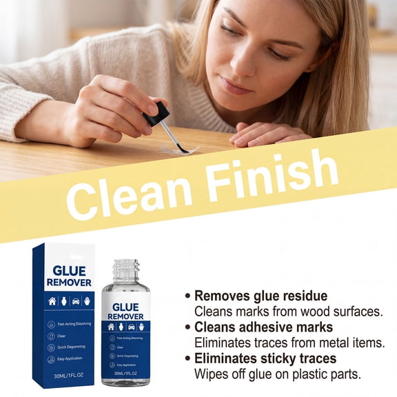 Glue Remover with Precision Brush, Adhesive Remover for Metal Plastic Wood Glass, Highly Efficient Fast Dissolution Gel Formula, Low Odor & Substrate Safe, Removes Super Glue