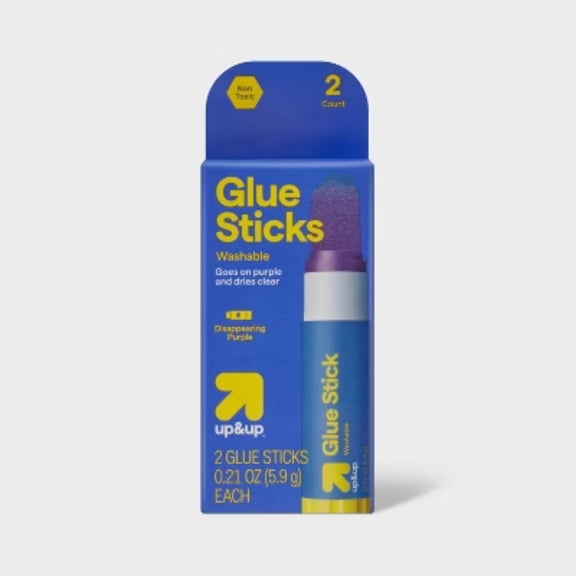 Glue Stick 2ct Disappearing Purple: Non-Toxic, Art & Stationery, Choking Hazard Warning