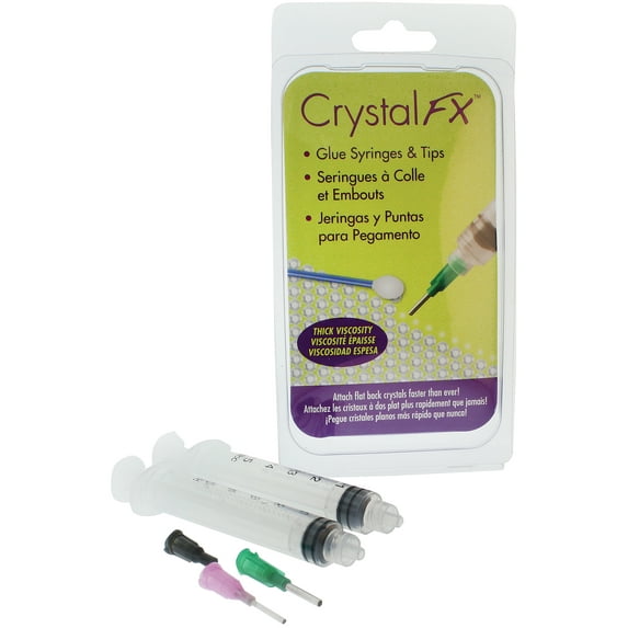 The Beadsmith Glue Syringes - CrystalFX - 4 Syringes, 4 Tips and 2 caps - Use with Thick Viscosity Glues - Precision Adhesive for Attaching Crystals, Rhinestones, Flat Back Stones, Gems & JewelsH