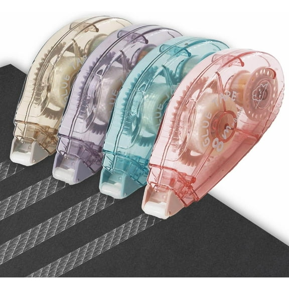 Glue Tape for Scrapbooking, Pack of 4 Scrapbook Tape, Double Sided Tape Roller for Crafts, 26 Ft x 0.31 in Tape Runner, Craft Supplies for Scrapbooking, Gift Wrapping and Photo Tape.