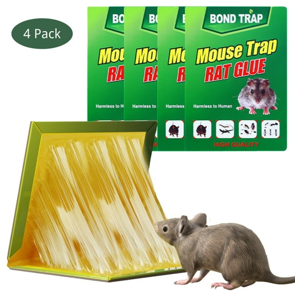 Glue Traps for Mice, Sticky Mouse Traps Indoor Pest Control for Rat, Rodent, Spider, Roach, 4 Pack