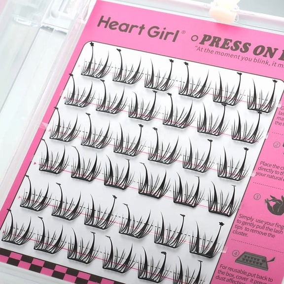Glue-free small flake false eyelashes, natural & realistic individual clusters, curved band, camera-friendly & daily manga-style, lightweight & thin