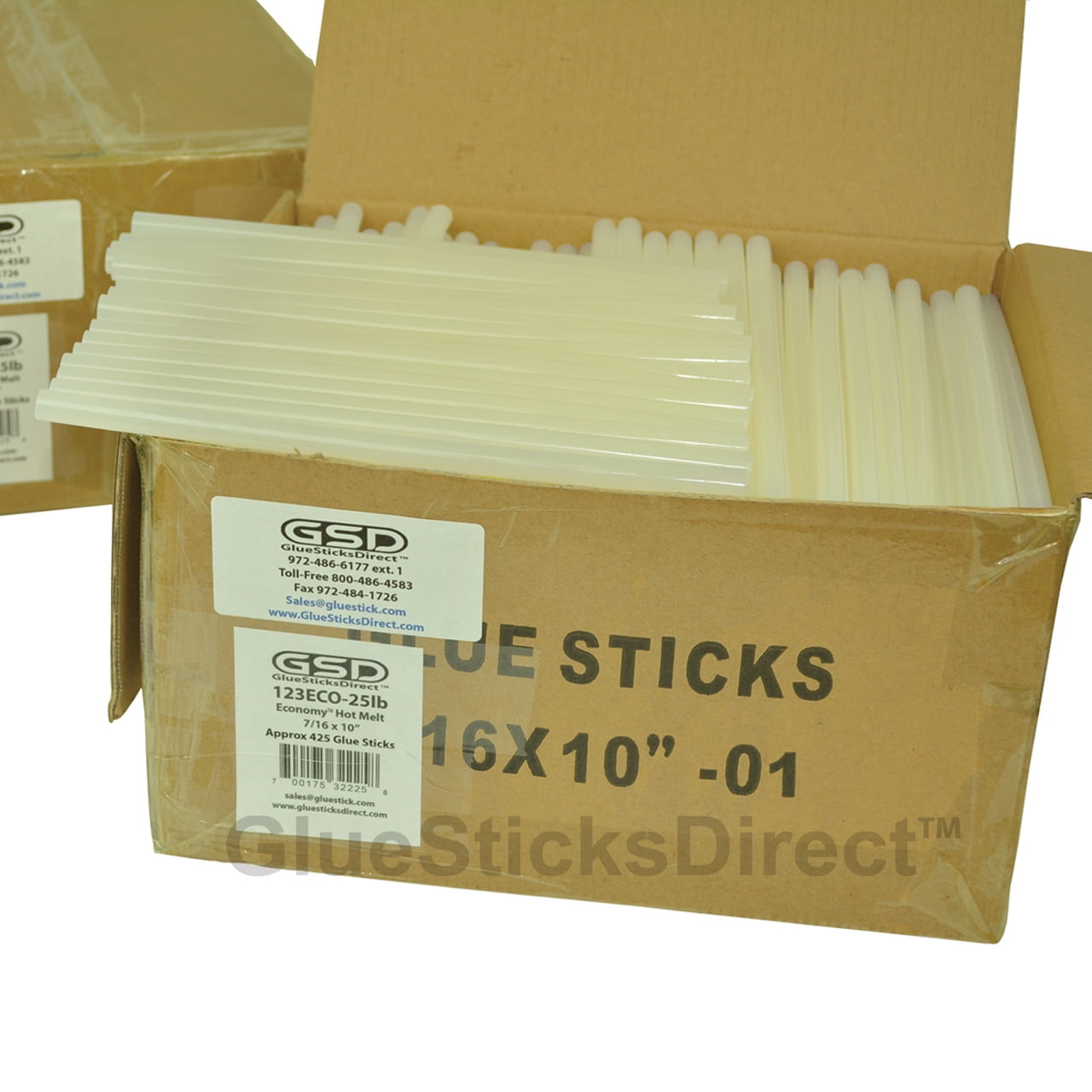 GlueSticksDirect Economy® Twin Pack Hot Melt Glue Sticks 7/16" X 10" 50 lbs Bulk