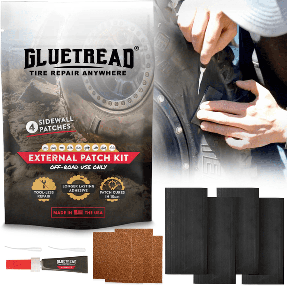 Gluetread Sidewall Tire Repair Kit, External Patch for Tubeless Tires, No Tire Removal Needed