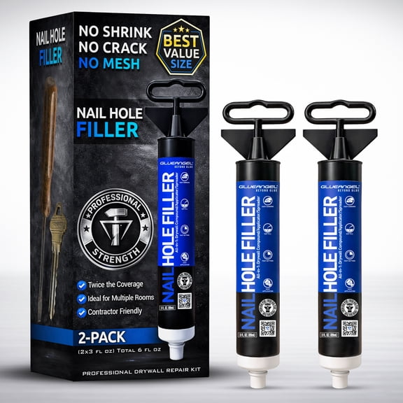 Glueangel Drywall Repair Kit, All-in-1 (2 x 3 oz)Wall Mending Agent & Nail Hole Filler, No Sanding, 2 pack
