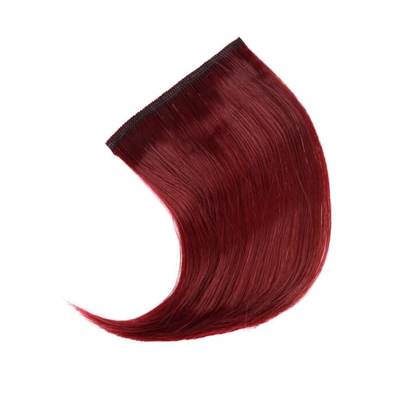 Glueless Clip in Kinky Straight Bangs for Women, Clip On Fringe Hair Extensions Hairpieces for Daily Wear & Party Use(Wine,10x14cm)