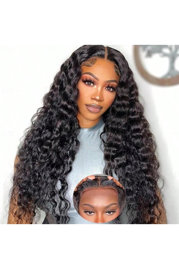 Glueless Wigs Human Hair Pre Plucked Pre Cut 5x5 Hd Lace Closure Wear And Go Deep Wave Curly Lace Front Wigs For Black Women Wet And Wavy Natural Hairline 22 Inch
