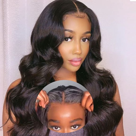 Glueless Wigs Human Hair Pre Plucked Pre Cut Wear and Go Body Wave 4x4 Lace Closure Wigs for Black Women Upgraded No Glue Wig for Beginners 16 Inch