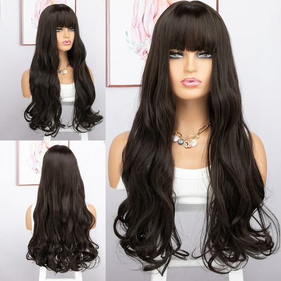 Glueless wigs, pre-plucked and pre-cut for beginners, women's synthetic lace front wigs, long wavy lace hairline with middle parting, suitable for daily parties, ready to wear in 3 seconds