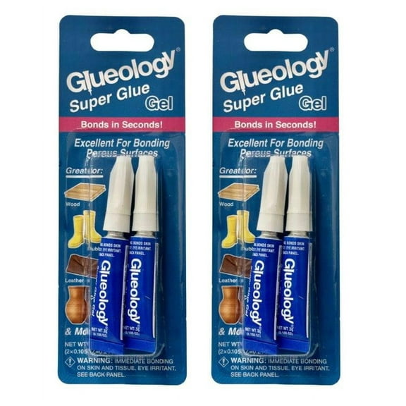 Glueology Super Glue Gel, Clear, Gel, Cyanoacrylate, Glue Pack of 2