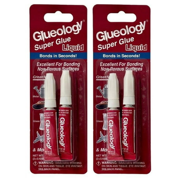 Glueology Super Glue Liquid, Clear, Liquid, Cyanoacrylate, Glue Pack of 2