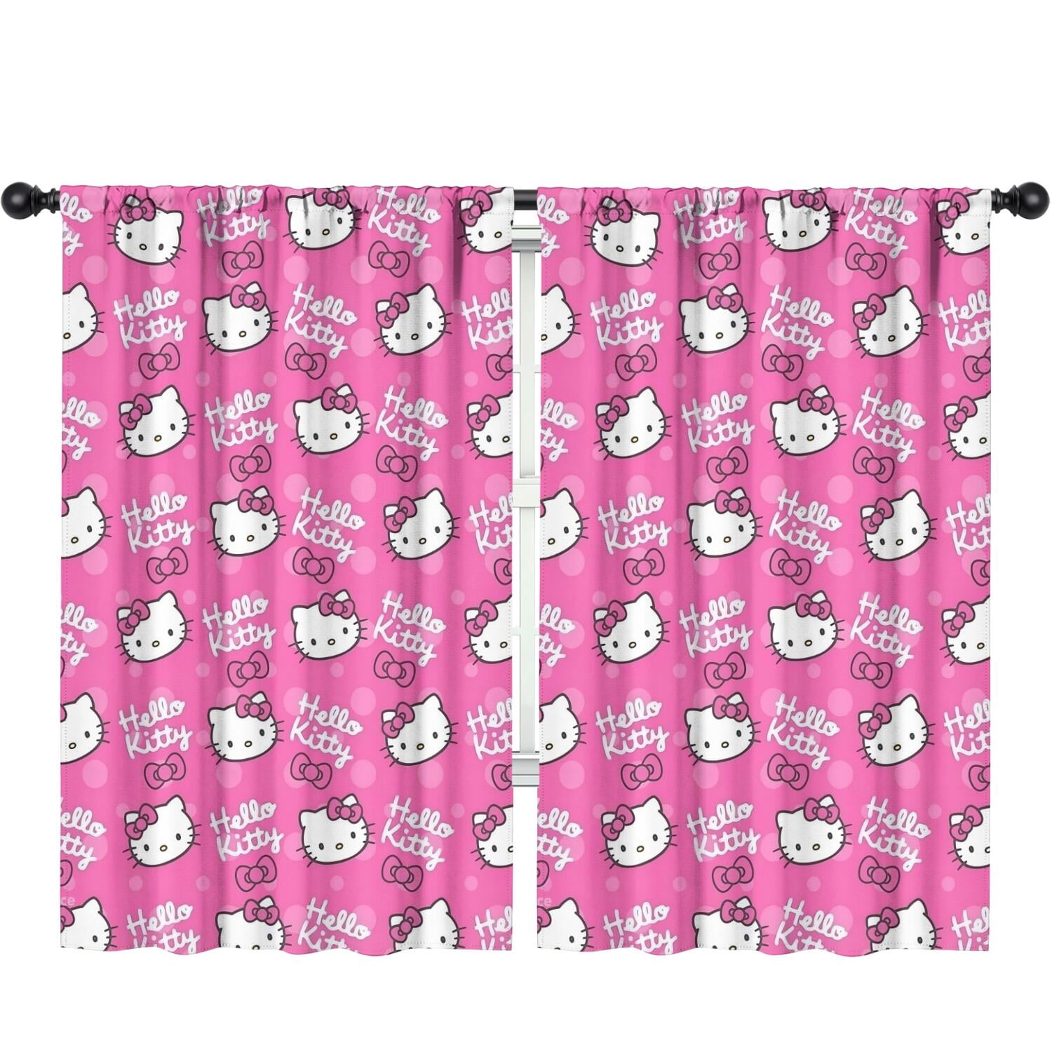 Glulhu Hello Kitty Curtains 52x84 Inch, 2 Panels Set Extra Long Window Drapes, Pink Decorative Light Filtering Curtain Panels for Bedroom Living Room 5