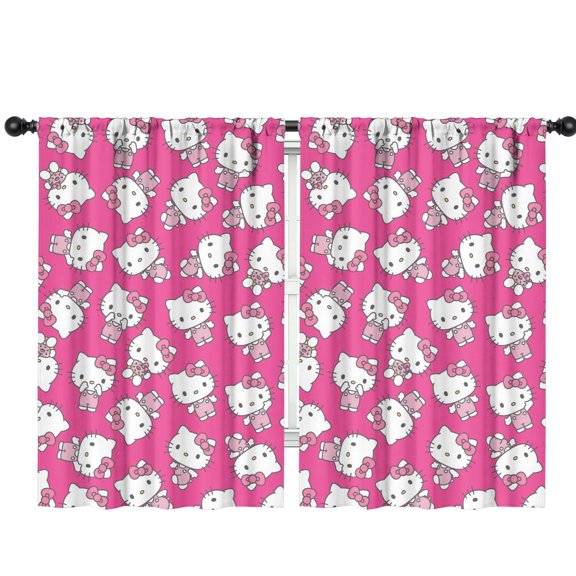 Glulhu Hello Kitty Window Curtains 42x63 Inch, Cute Decorative Drapes for Bedroom or Living Room, Soft Cartoon Window Panels for Hello Kitty Fans 2