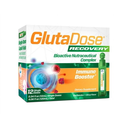 GlutaDose® RECOVERY | Immune Booster | Liquid Glutathione | Astragalus | Echinacea | Zinc | Selenium | 12 Doses