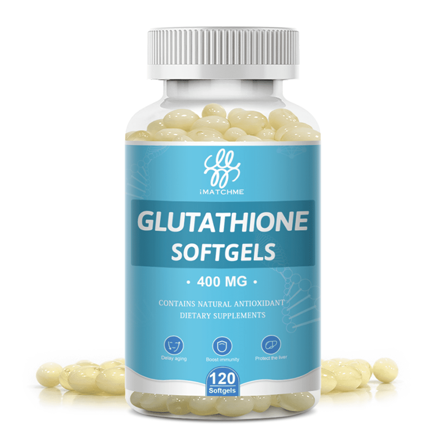 Glutathione Antioxidant Supplement 500mg for Skin and Liver Support, 120 Capsules