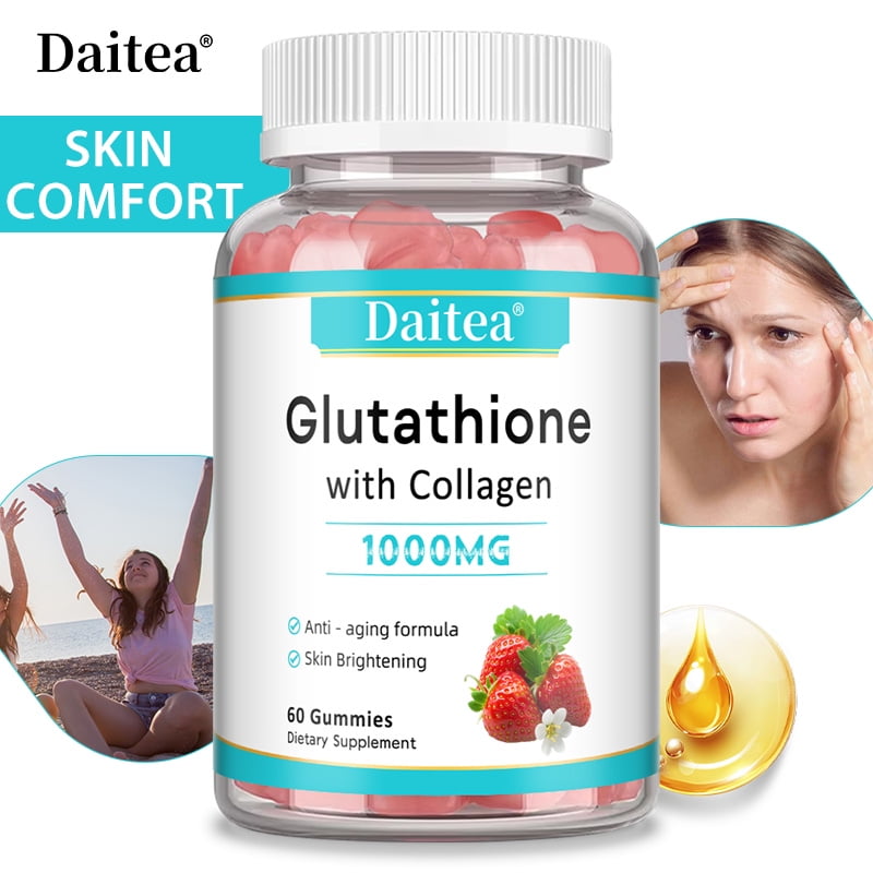 Glutathione Collagen Gummies, Collagen Gummies with Vitamin C,  Hair Skin Nails & Joint, Anti-Aging, Vegan, 60 Count