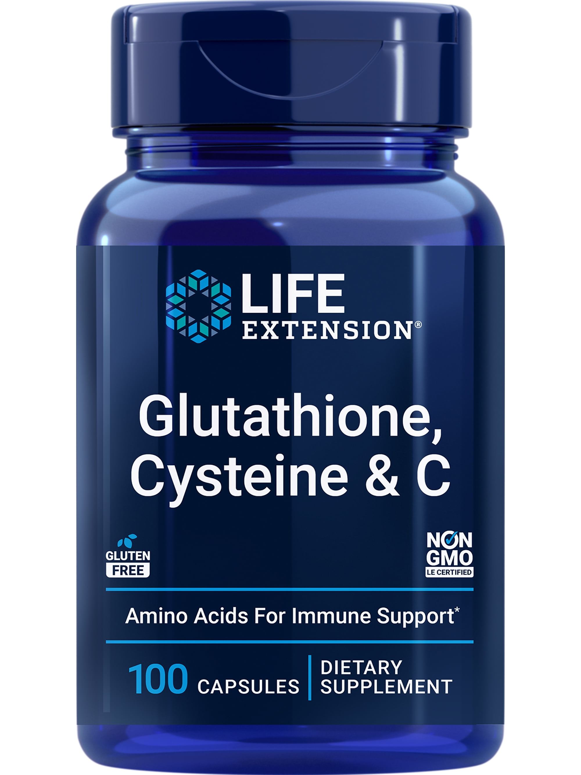 Life Extension Glutathione, Cysteine & C, 500 mg of Vitamin C, Powerful antioxidant Supplement to Support Liver Health, Gluten-Free, Non-GMO, 100 Capsules