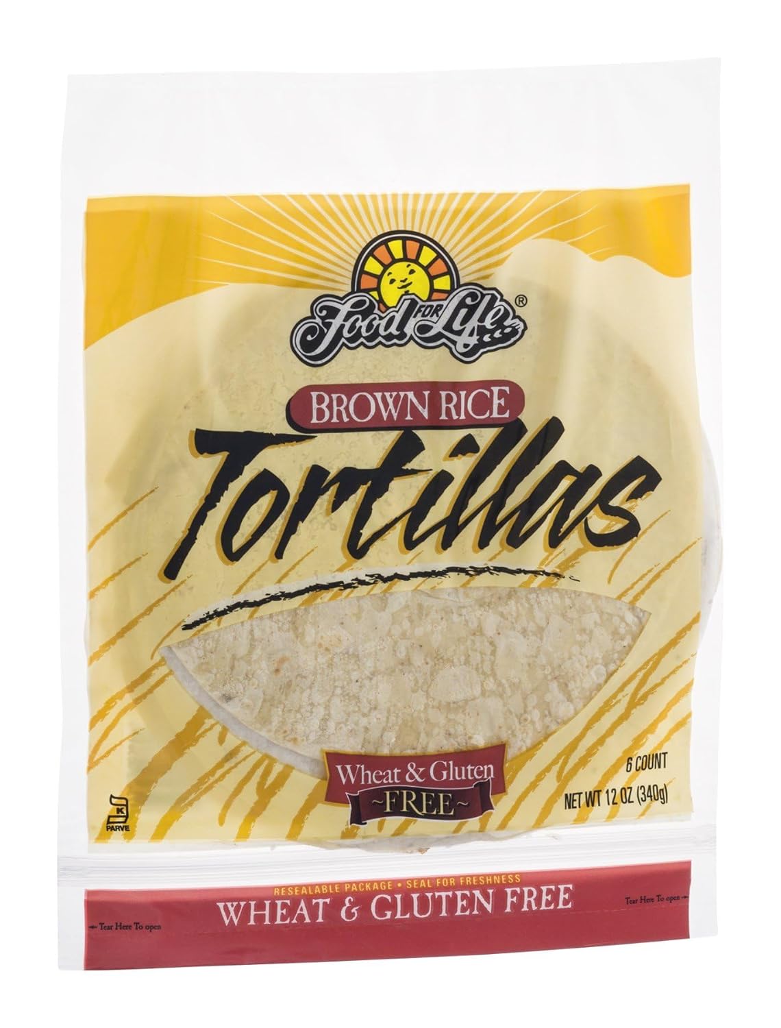 Gluten Brown Rice Tortilla, Frozen 12 oz (Pack of 12), Certified