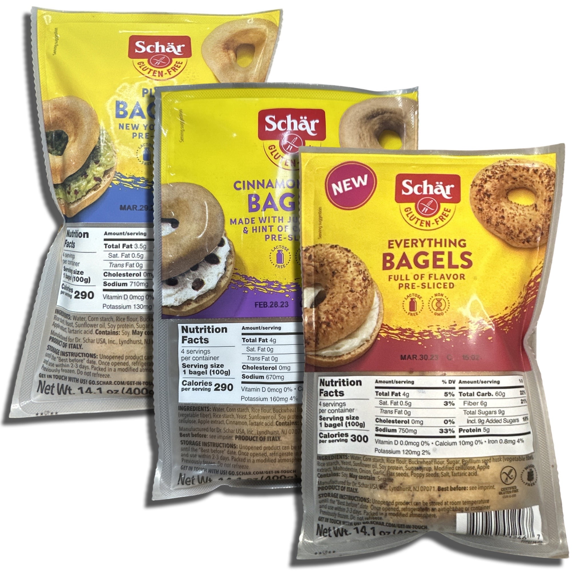Gluten Free Bagels Bundled by Tribeca Curations 3 Flavor Combo Plain