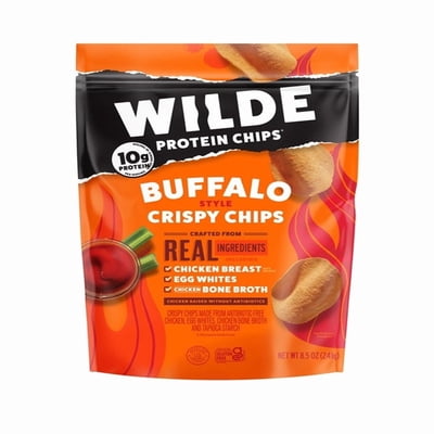 Gluten Free Buffalo Style Crispy Chips,10g Protein per Serving, Wilde,8.5oz, 1 Pack
