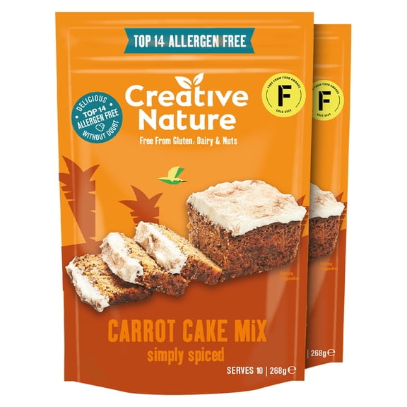 Gluten Free Cake Mix | Creative Nature Vegan Carrot Baking Mix | Organic, Nut Free, Dairy Free, Baking Mix | Top 14 Allergen Free | 2 Pack