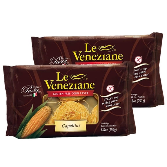 Le Veneziane Gluten-Free Corn Pasta Capellini Thin Italian Corn Pasta, 8.8 oz