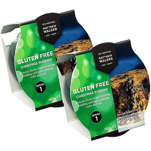 Gluten Free Christmas Pudding by Matthew Walker made with Sultanas, Spices and Candied Mixed Peel - 2 x 100g